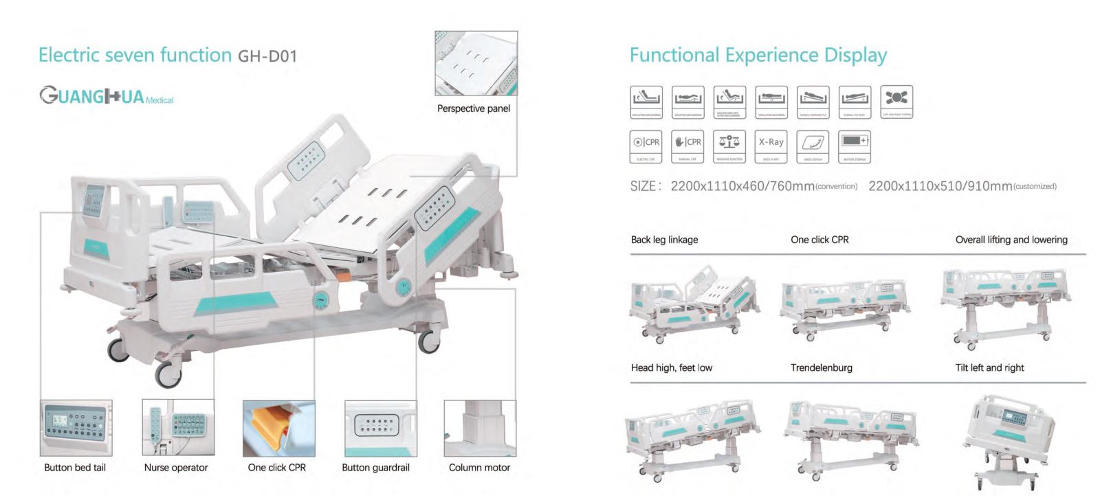 Giường bệnh nhân 7 chức năng điện